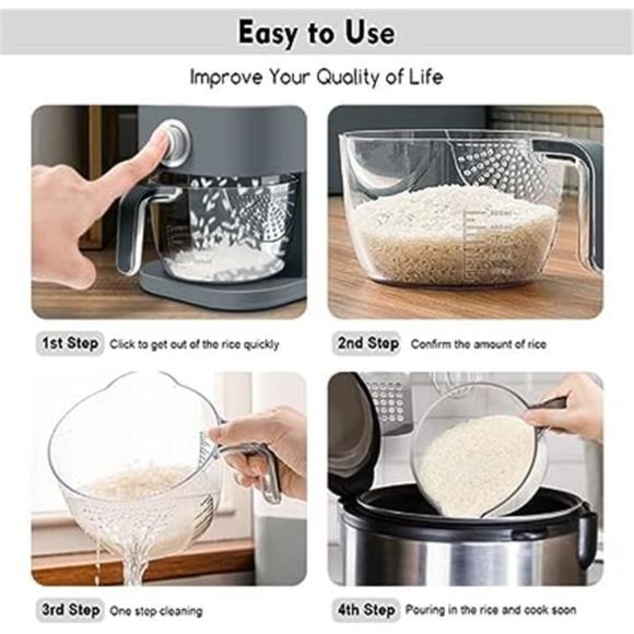 Rice Dispenser, 22-25 Lbs Rice Container with Measuring Cup,Upgraded Built-inBox - Picture 5 of 7